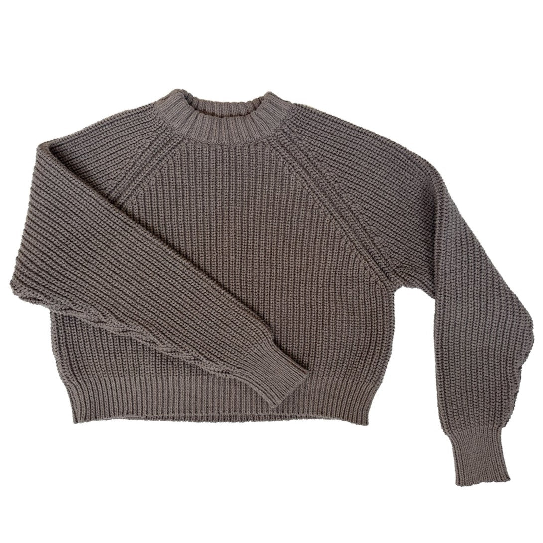 Walnut grey brown cropped knit Sonnie Sweater by Curator in San Francisco, California.