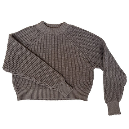 Walnut grey brown cropped knit Sonnie Sweater by Curator in San Francisco, California.