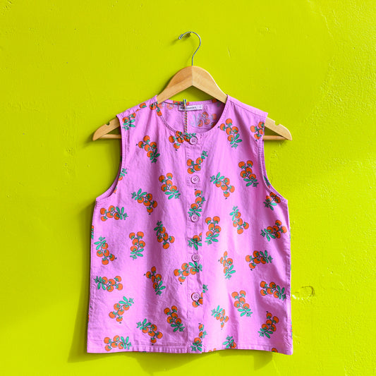 Bobo Chooses tomato button down sleevess top