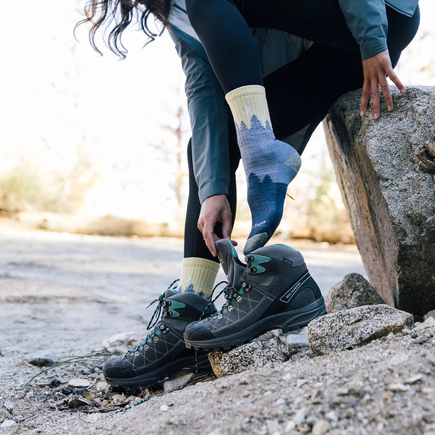 Treeline Hiking Sock, Light Denim