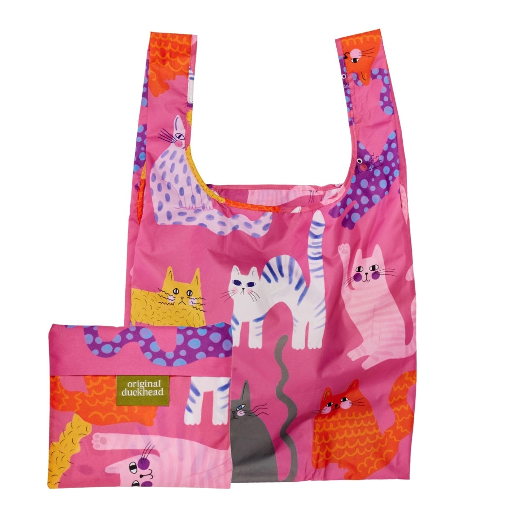 Fuchsia arty cats reusable duckehead umbrella bag