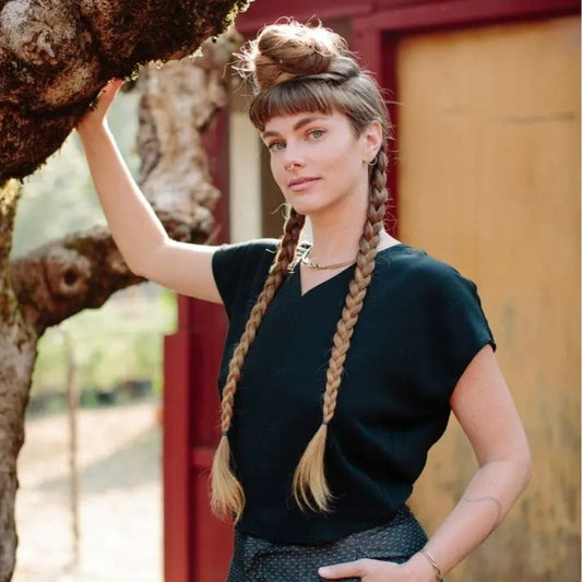 Field Day black challis rayon dolman top