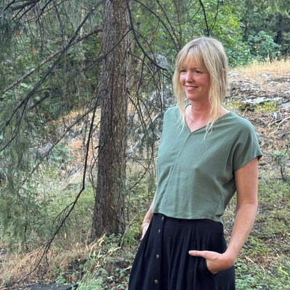 Sage linen dolman top Field Day