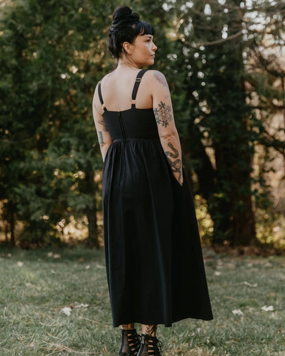 Field Day black cotton long agnes dress