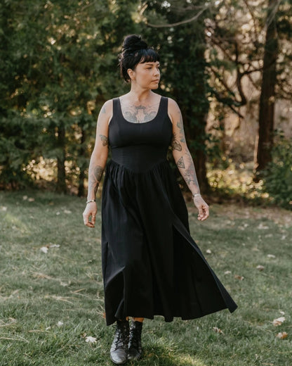Field Day black cotton long agnes dress
