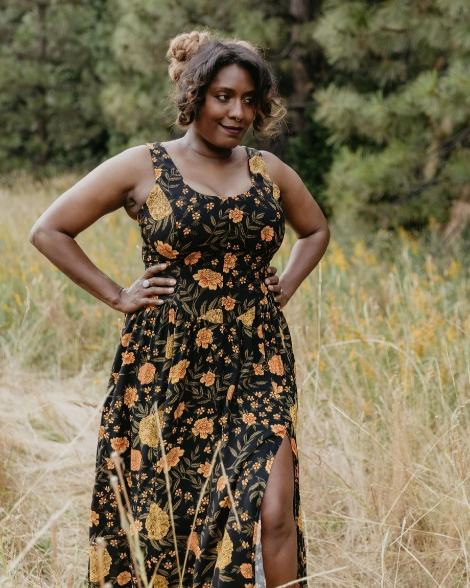 Field day marigold long agnes dress