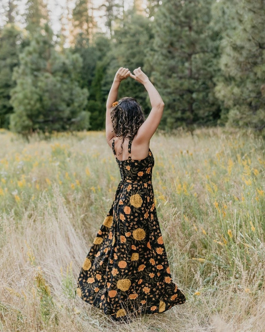Field day marigold long agnes dress
