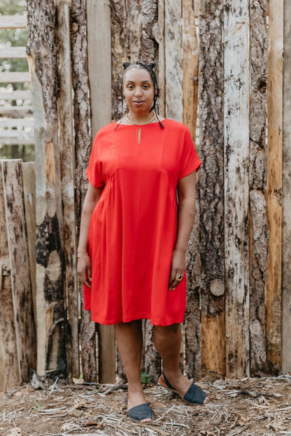 Nada Dress, Red Linen