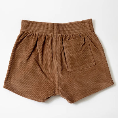 Brown corduroy women's shorts from Hammie's at Clad, a sustainable clothing boutique in Asheville, NC