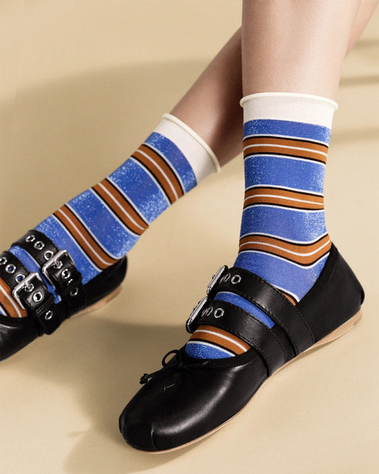70s blue and brown stripe crew sock from Hansel from Basel