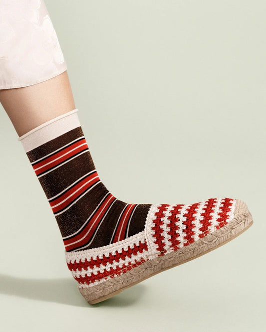 70s brown and red stripe crew sock from Hansel from Basel