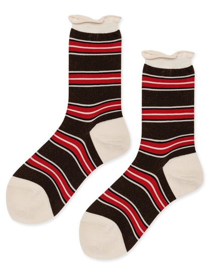 70s brown and red stripe crew sock from Hansel from Basel