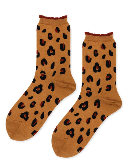 Cheetah cat print crew socks by Hansel from Basel