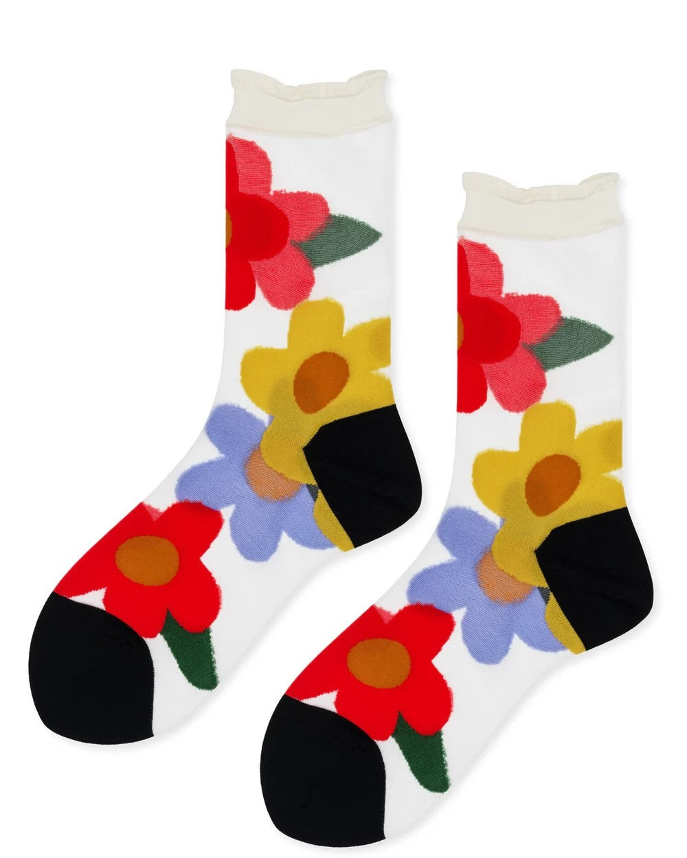 Hansel from Basel's sheer floral crew socks at Ckadm, a sustainable clothing sore in Asheville, North Carolina.