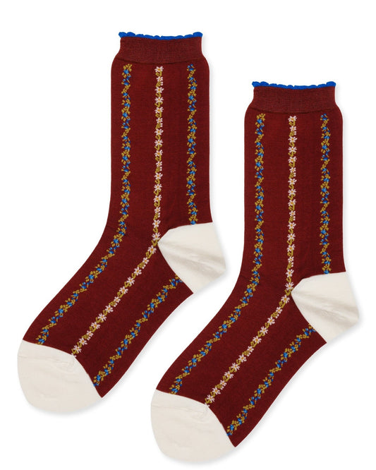 louelle floral stripe crew sock from Hansel from Basel