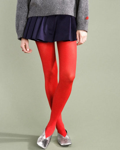 Red opaque tights from Hansel from Basel