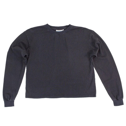 Cropped long sleeve tee by Jungmaven, a hemp and cotton blend in black.