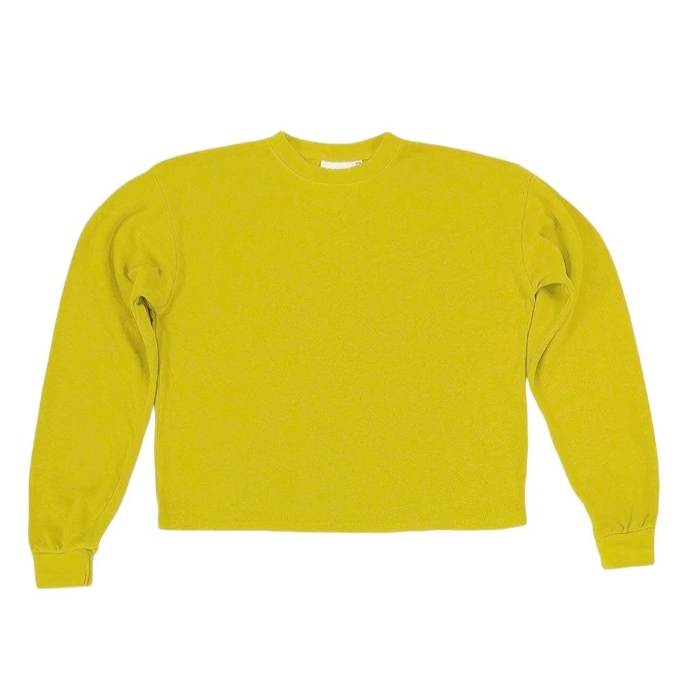 Cropped long sleeve tee by Jungmaven, a hemp and cotton blend in citrine yellow.