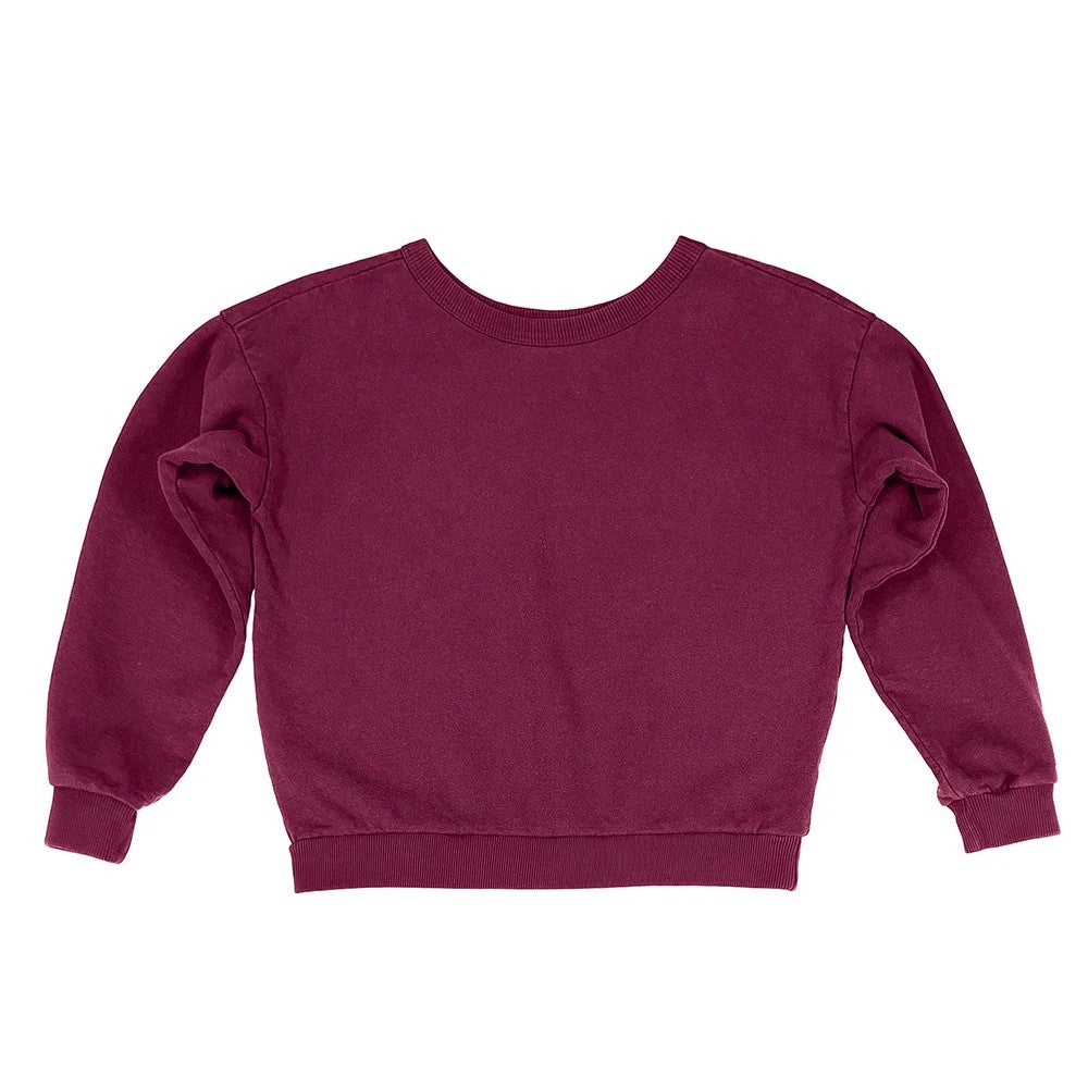 Laguna Cropped Sweatshirt hemp and cotton blend by Jungmaven in red burgundy.