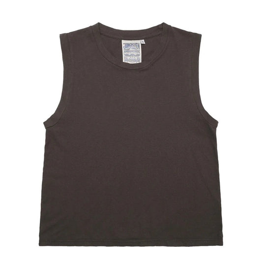 Coffee bean brown phoenix muscle tee by Jungmaven. Hemp and cotton blend