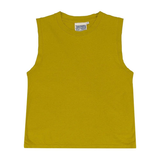 Phoenix citrine yellow dijon muscle tee by Jungmaven. Hemp and cotton blend.