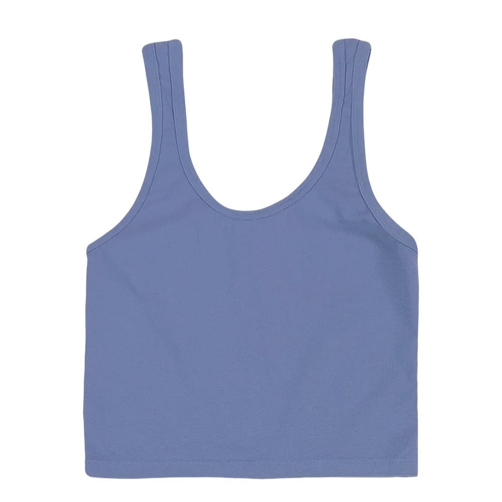 Stretchy fitted hemp and cotton Sporty Tank by Jungmaven in Wisteria blue purple periwinkle.