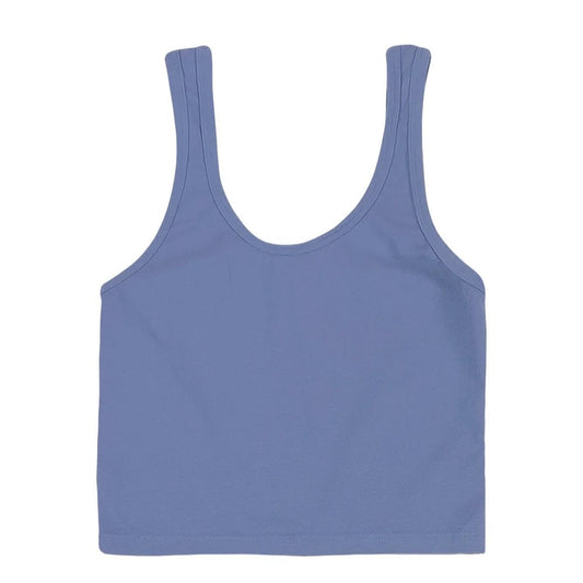 Stretchy fitted hemp and cotton Sporty Tank by Jungmaven in Wisteria blue purple periwinkle.