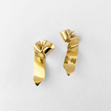 Gold plated ribbon Juliette Earrings by Kara Yoo