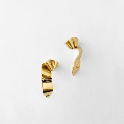 Gold plated ribbon Juliette Earrings by Kara Yoo