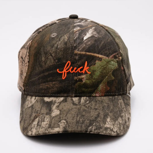 Camo fuck orange script hat