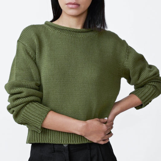 Laude the Label Mare Olive cropped rolled neck sweater