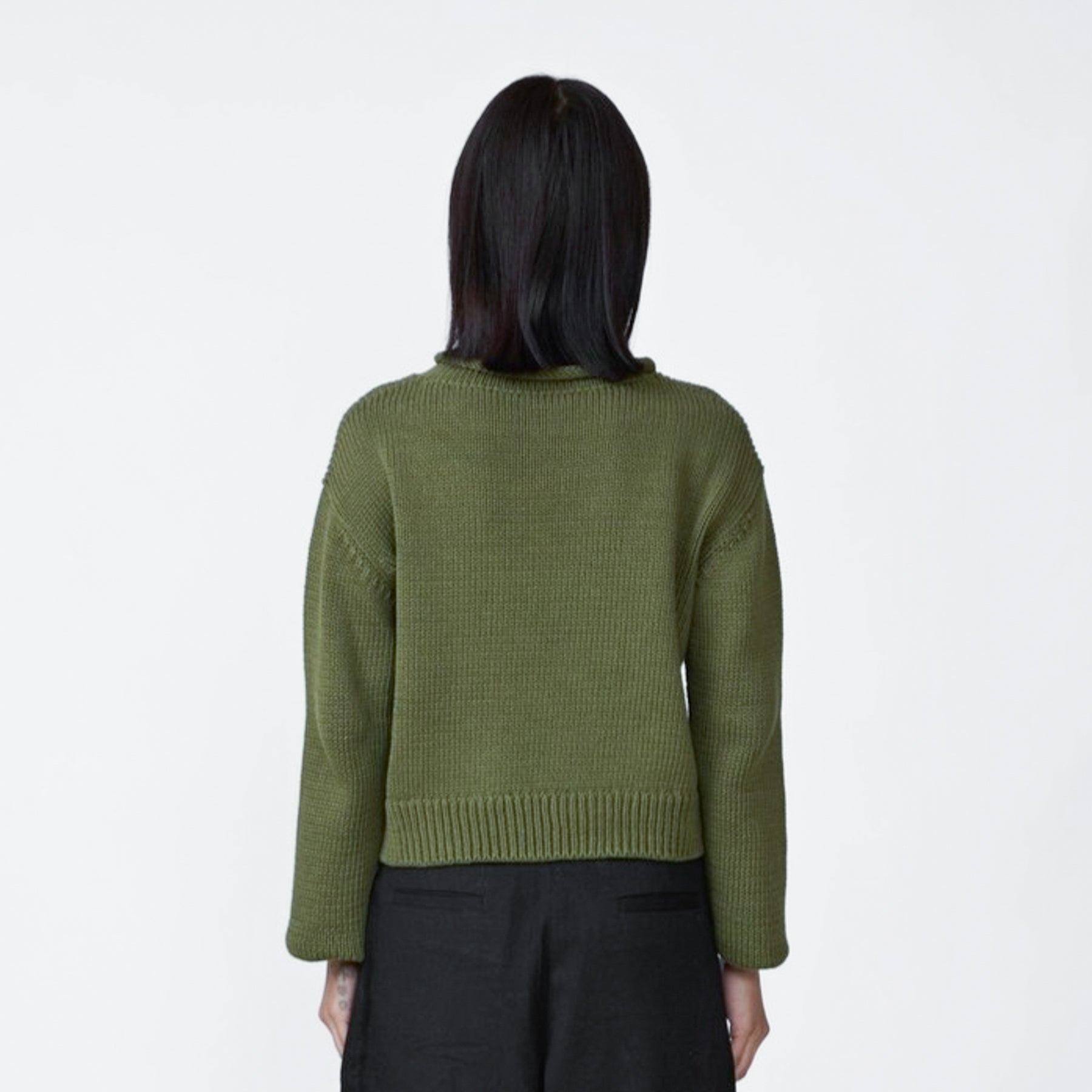 Laude the Label Mare Olive cropped rolled neck sweater