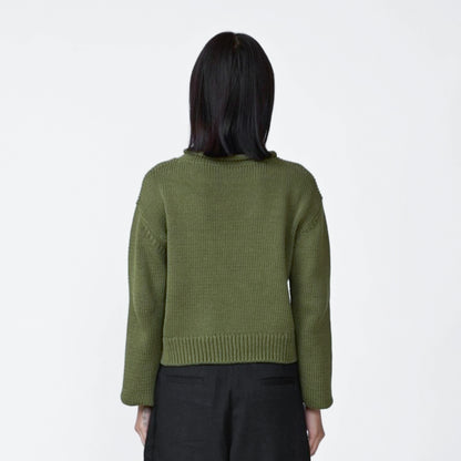 Laude the Label Mare Olive cropped rolled neck sweater