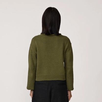 Olive Mare sweater from Laude the Label at Clad, a sustainable clothing store in Asheville, NC