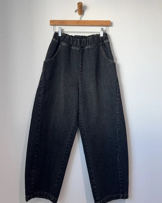 Le Bon barrel arc pants in black denim at Clad, a sustainable clothing store in Asheville, NC