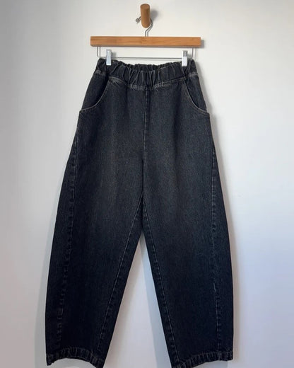 Le Bon barrel arc pants in black denim at Clad, a sustainable clothing store in Asheville, NC