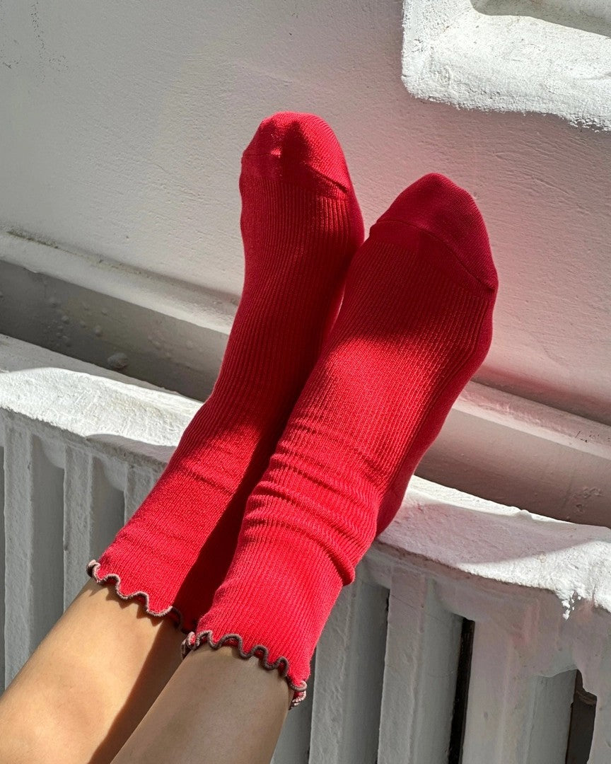 Le Bon Shoppe Noble paprika red and brown ruffled modal socks