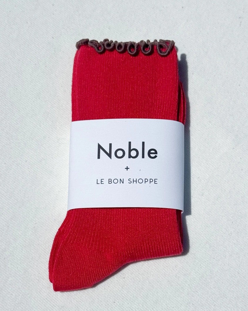 Le Bon Shoppe Noble paprika red and brown ruffled modal socks