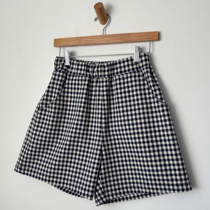 City Shorts, Navy Gingham