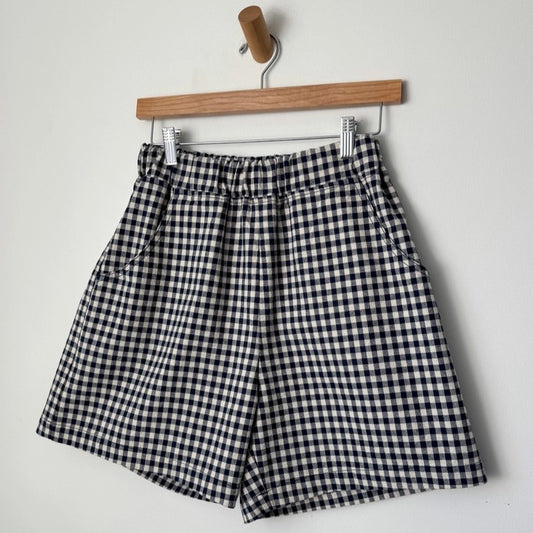 City Shorts, Navy Gingham