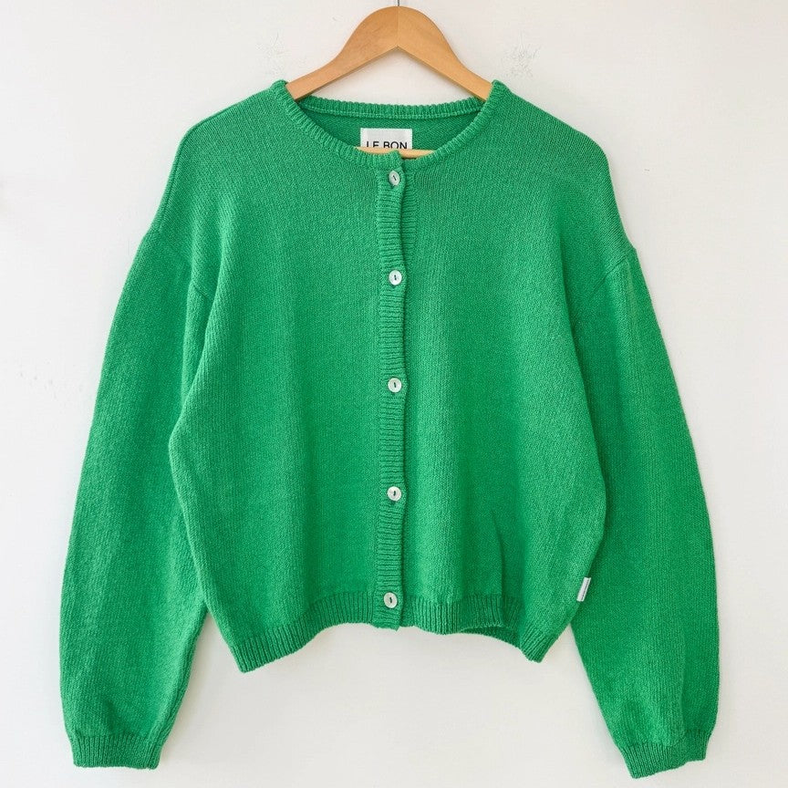 Leila cotton cardigan in spring green from Le Bon Shoppe