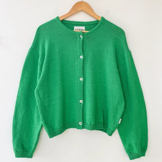Leila cotton cardigan in spring green from Le Bon Shoppe