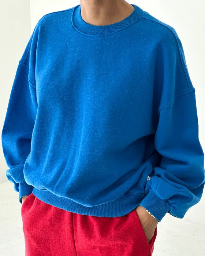 Lagoon blue french terry core sweatshirt by Le Bon Shoppe at Clad, a slow fashion clothing store in Asheville, North Carolina