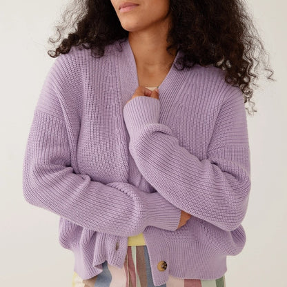 lilac lavender purple fisherman's cardigan by Mata Traders
