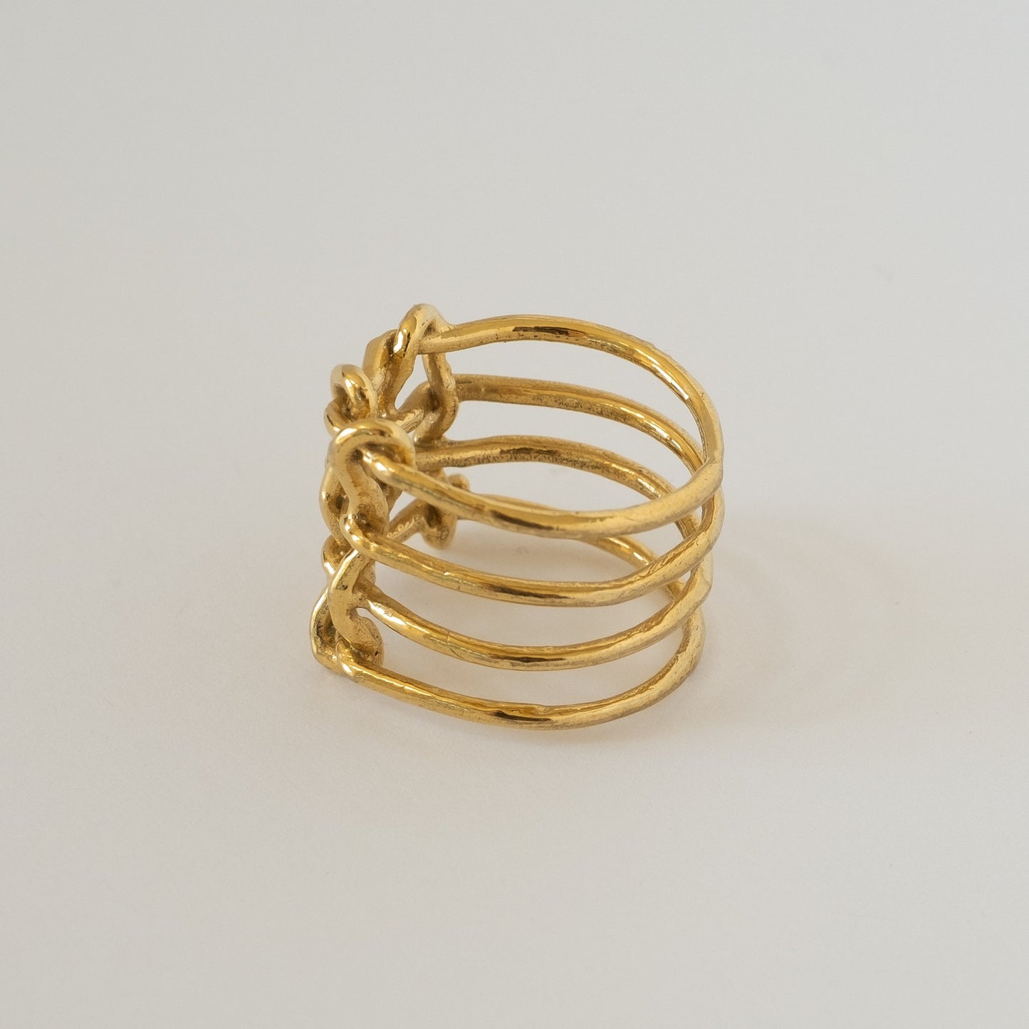 Gold vermeil statement basketweave woven large ring. Stunning texture. Made by Merewif in North Carolina.