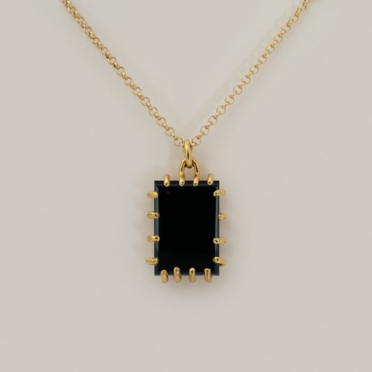 Black nyx classic necklace rectangle shap with gold vermeil by Merewif.