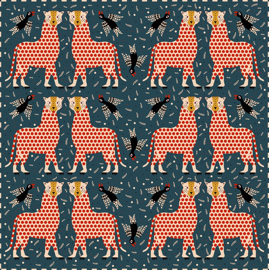 Mur by Ayca cheetahs and birds silk bandana