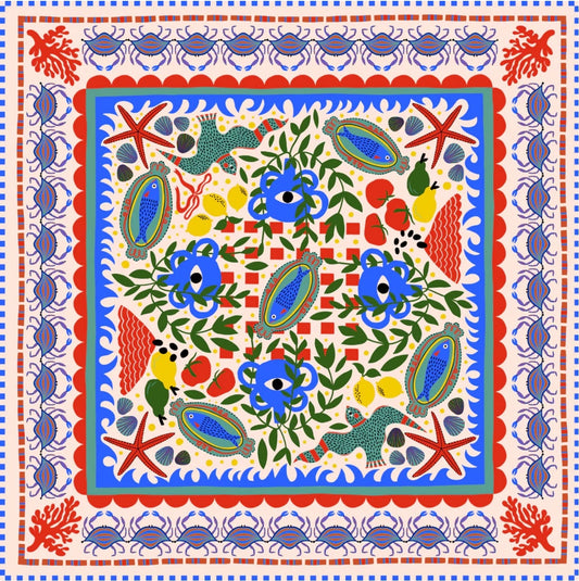 Mediterranean Muse silk bandana by Mur by Ayca