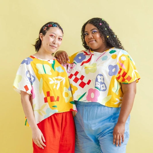 Picnic Prance Tee by Nettle Studios with whimsical garden inspired shapes