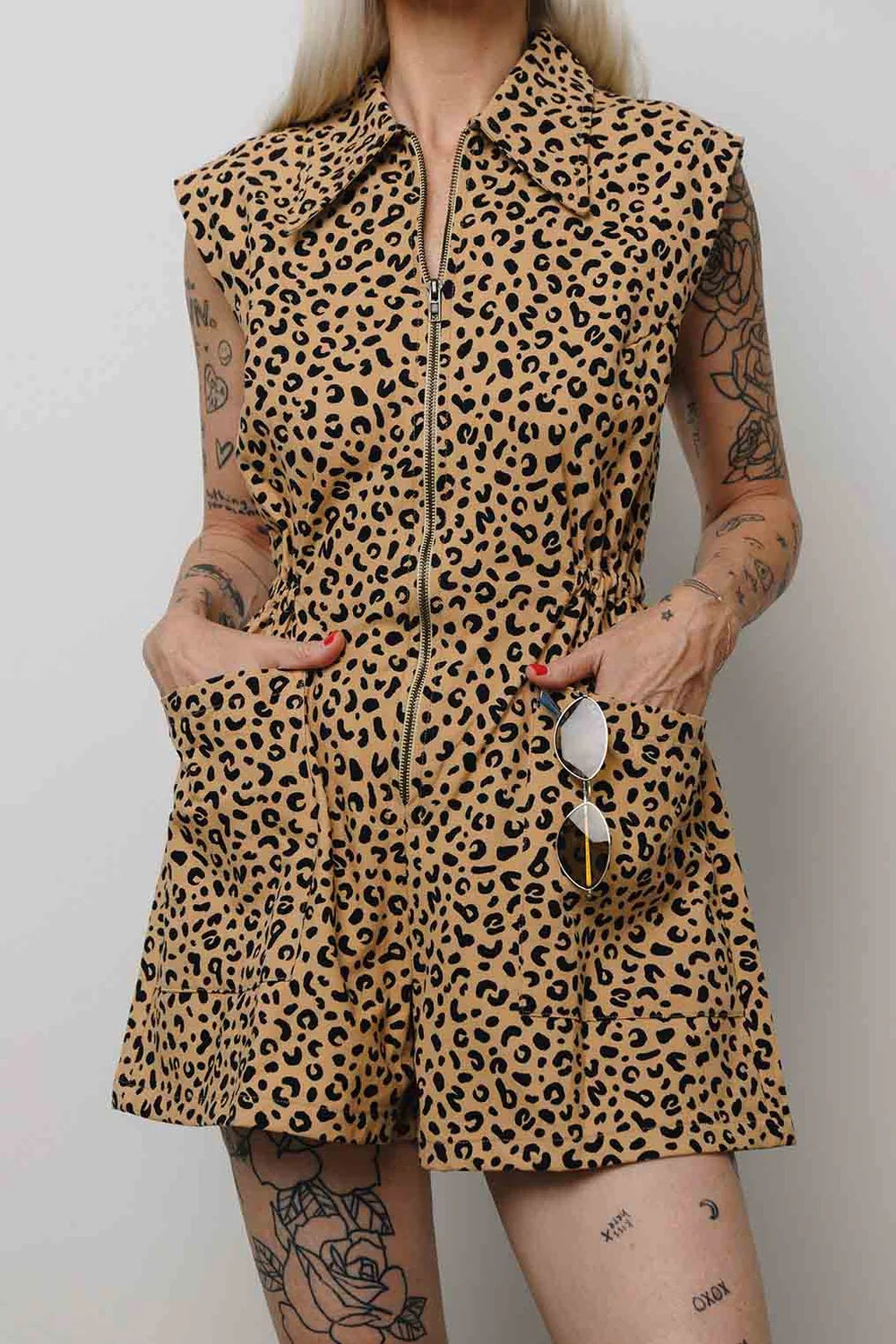 Noble leopard tank suit romper